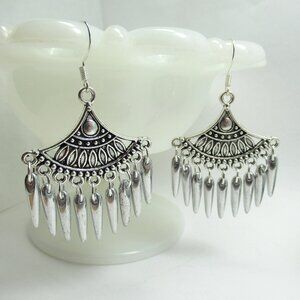 Unique statement fan dangle earrings